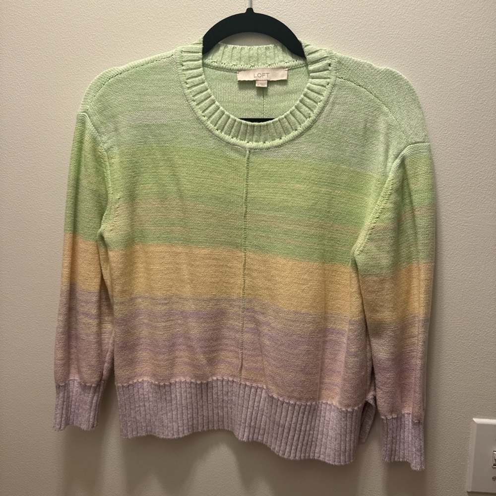 LOFT Multicolor Striped Cardigan